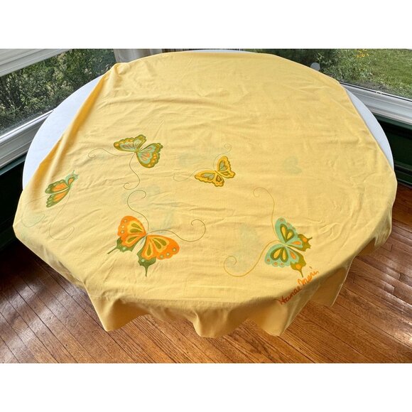 Vintage 70s bedsheet set top and fitted, Martex Hanae Mori design, twin size bed - Picture 8 of 10